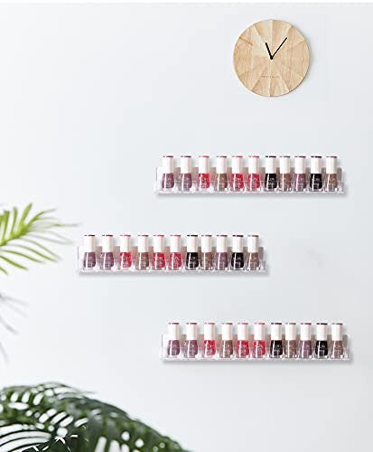 Wall Mounted Nail Polish Rack Set - Clear Acrylic 4-Pack for Beauty & Storage