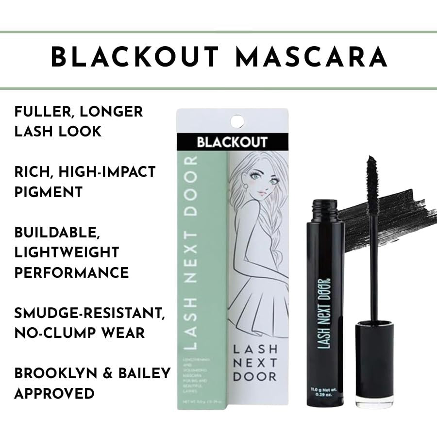 Travel Size Mini Black Mascara Set - 3 Pack of Lash Next Door by Brooklyn & Bailey
