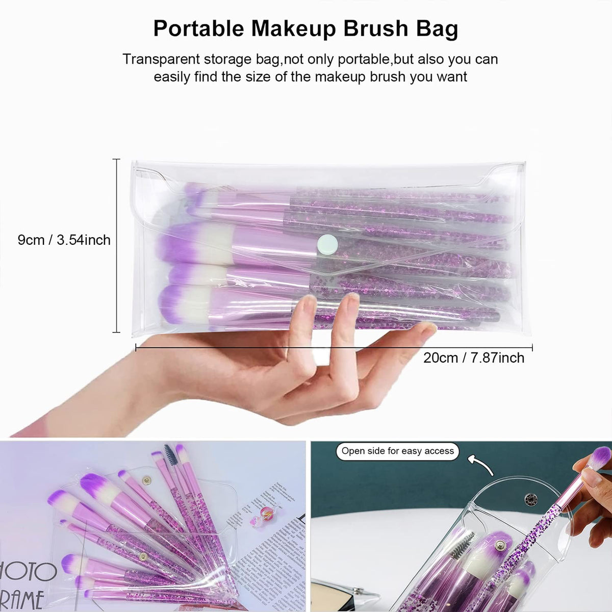 10-Piece Makeup Brush Set with Glitter Handle for Foundation Blush & Eyeshadow