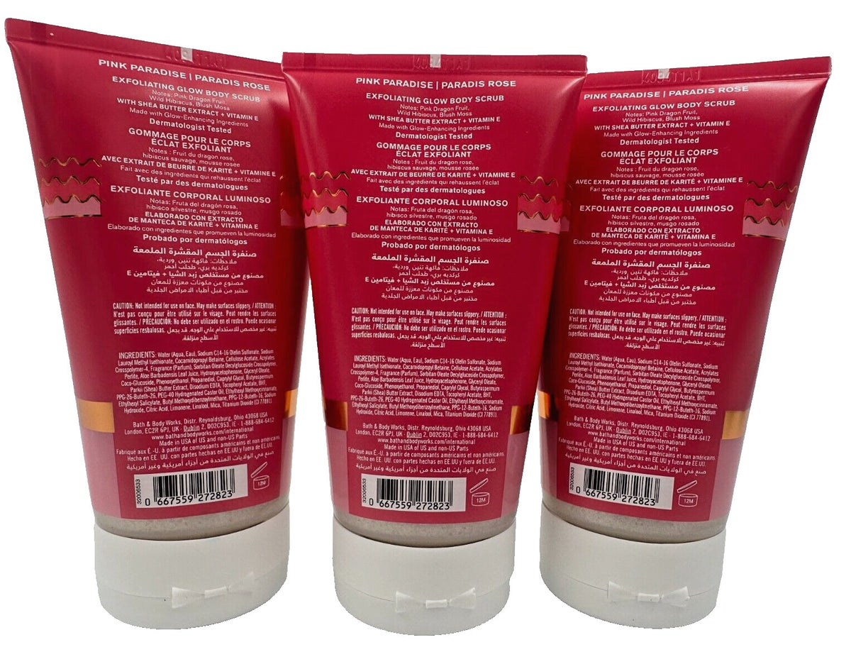 NEW Bath Body Works Lot of 3 Tubes Pink Paradise Exfoliating Glow