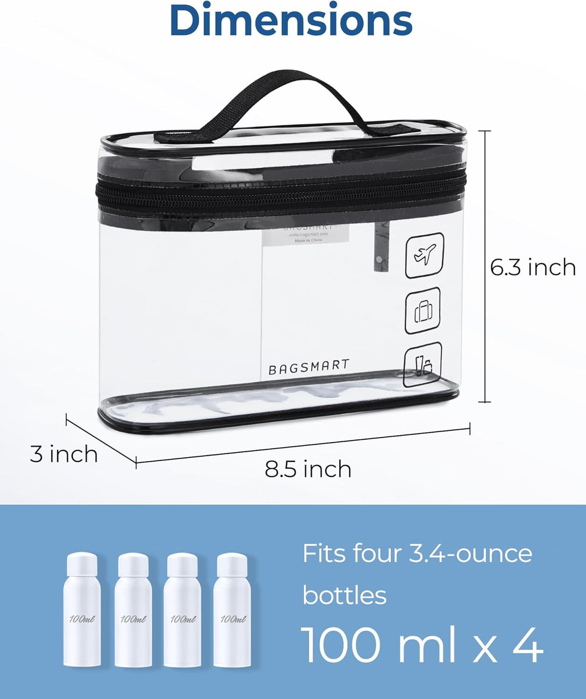 TSA Approved Clear Toiletry Bag Set - Waterproof Makeup Organizer, 2 Pack