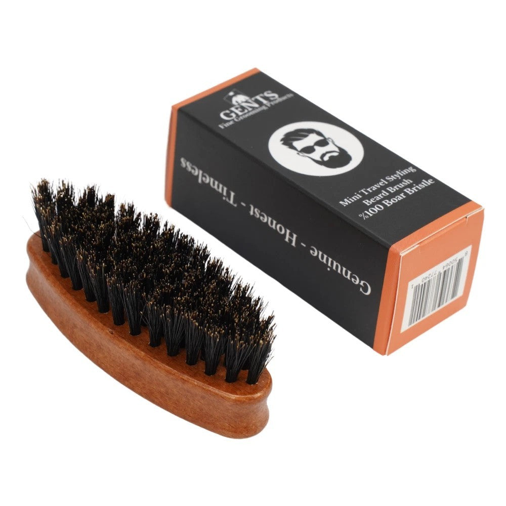 Premium Wooden Boar Bristle Beard Brush - Travel Pocket Size