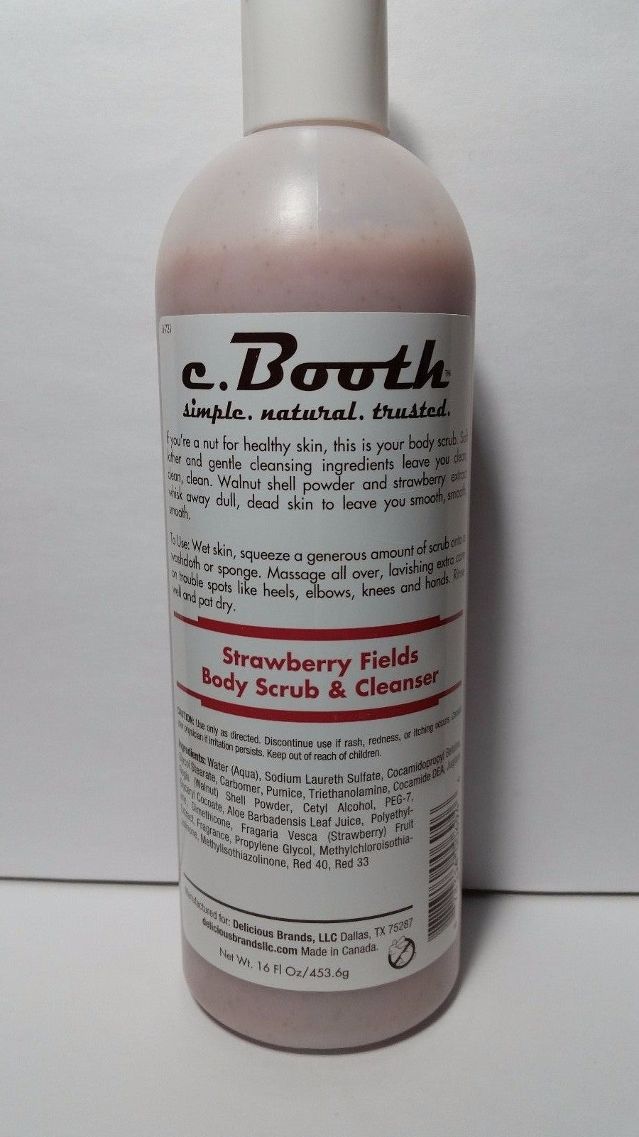c. Booth Strawberry Fields Body Scrub & Cleanser 2 Pack 16oz Walnut