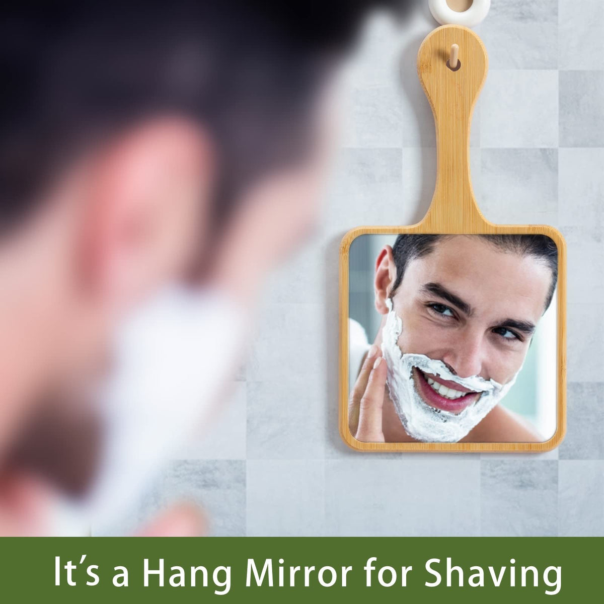 Natural Bamboo Handheld Mirror - Portable Vanity & Travel Mirror for Men & Women