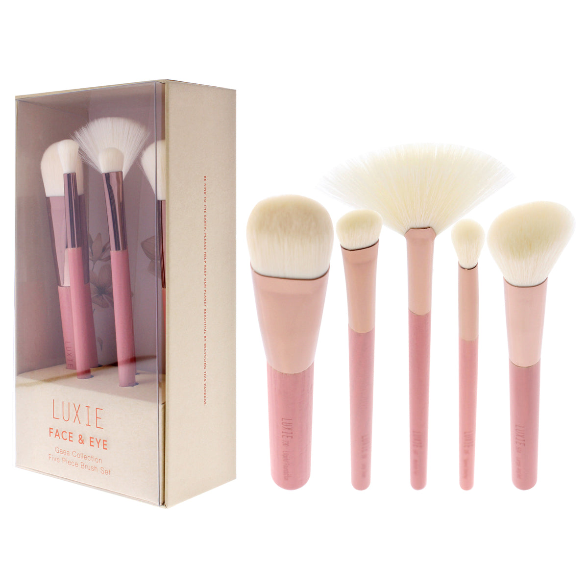 Luxie Gaea Face and Eye Makeup Brush Set - 5 Pieces, Vegan & Cruelty-Free