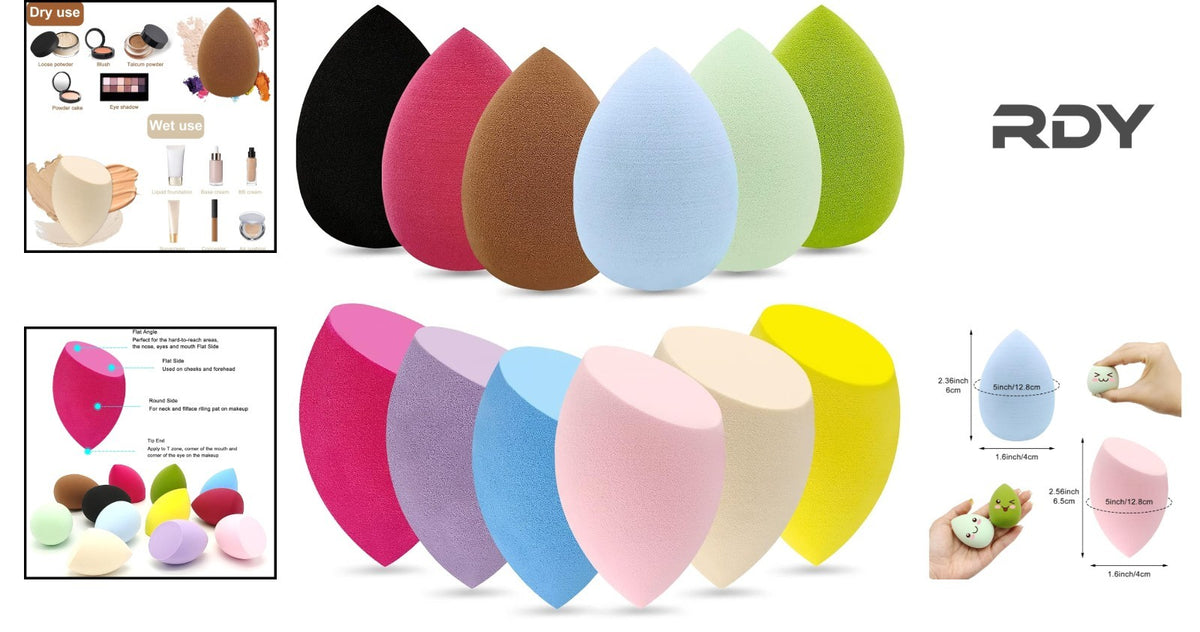 Professional Latex-Free Makeup Sponges - Teardrop & Beveled Shapes Set