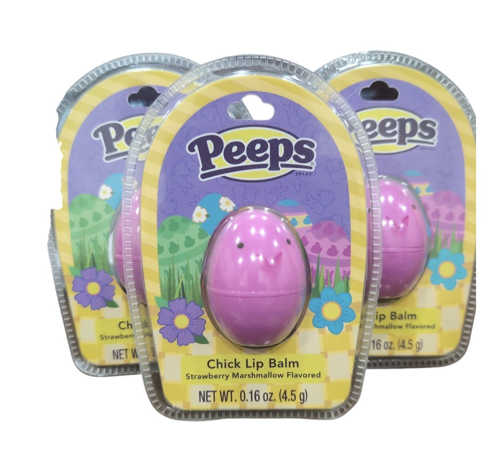 3 Pack Easter Pink Egg-Shaped Lip Balm Set - Strawberry Marshmallow Flavor