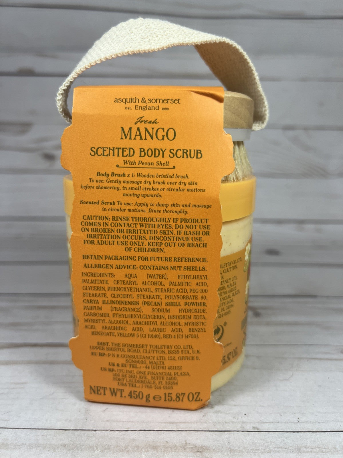 Asquith & Somerset Body Scrub Mango Scented w/ Brush 15.87oz