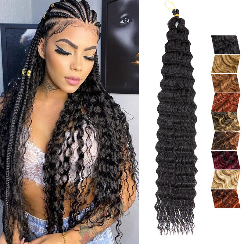 Water Wave Crochet Hair Extensions - Deep Curly Synthetic Braids, Multiple Lengths & Colors