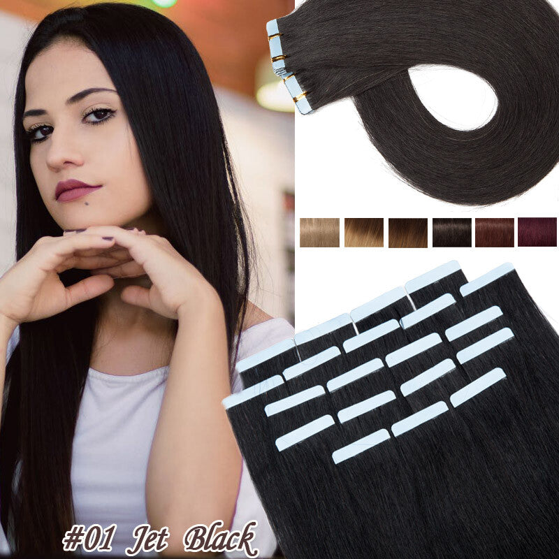 Full Head Skin Weft Tape-In Hair Extensions - Remy Human Hair, Thick & Natural