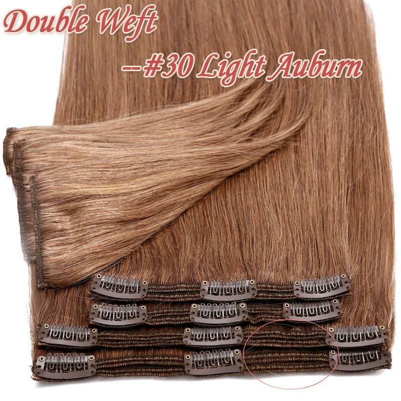 Thick Full Head Clip-In Hair Extensions 100% Human Remy Double Weft 20-22 Inches