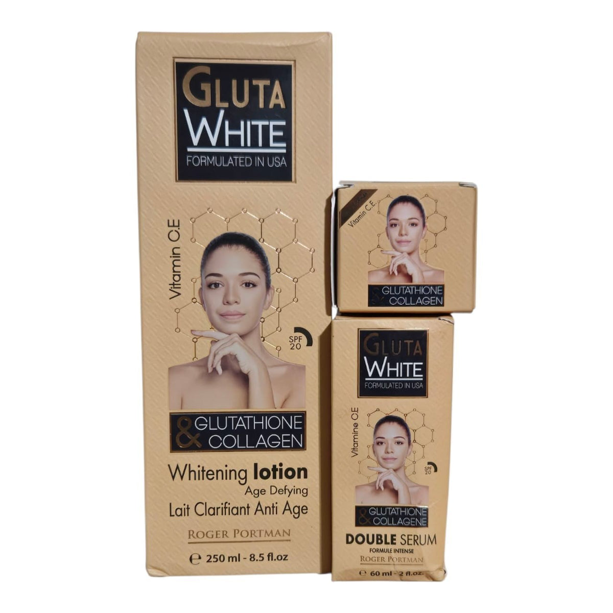 Gluta White Age Defying Lotion with Glutathione & Collagen 250ml - Serum & Cream Set