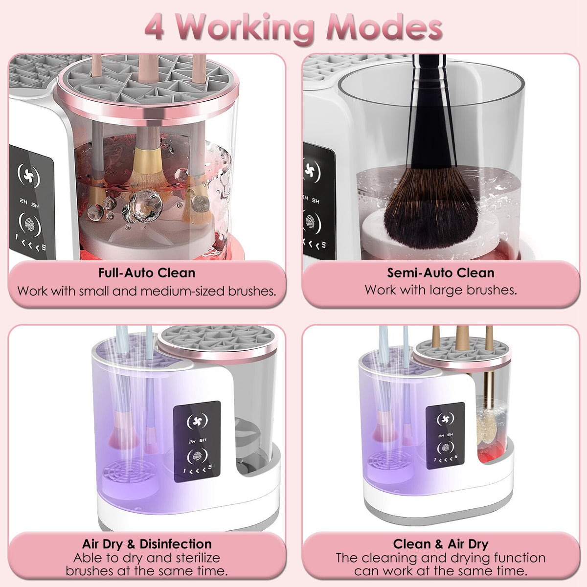 Electric Makeup Brush Cleaner and Dryer with UV Disinfection - 4 in 1