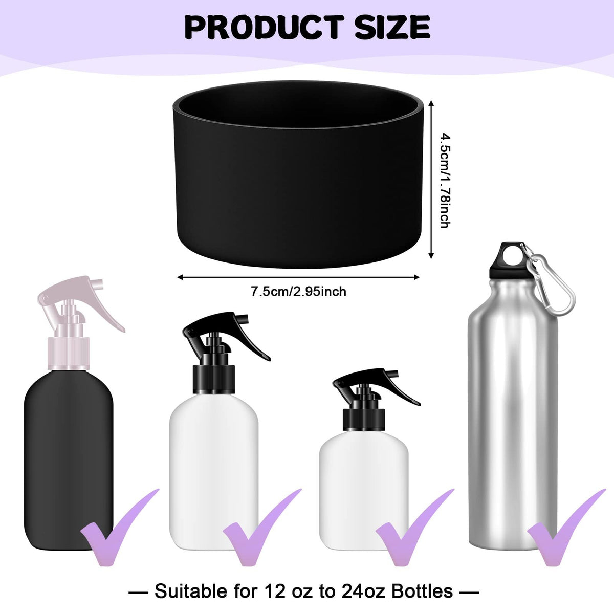 Silicone Bottle Sleeves for 16 oz Spray and Water Bottles - Pack of 12