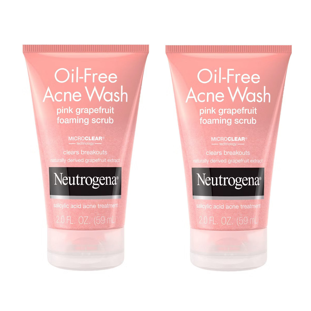 Neutrogena Oil Free Pink Grapefruit Foaming Acne Face Wash, 2oz (pack