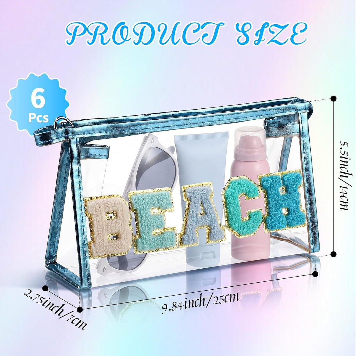 6-Pack Clear Waterproof Cosmetic Travel Pouch Organizer for Women