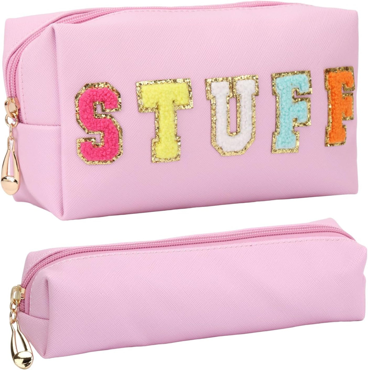 2-Pack Waterproof Makeup Bags Travel Cosmetic Organizer Pouches Pink