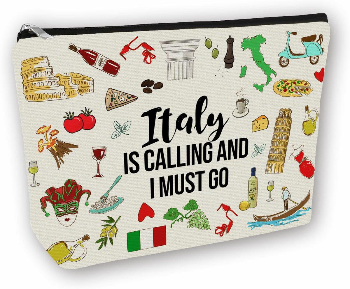 Italy Travel Cosmetic Bag - Waterproof Makeup Organizer for Women & Girls