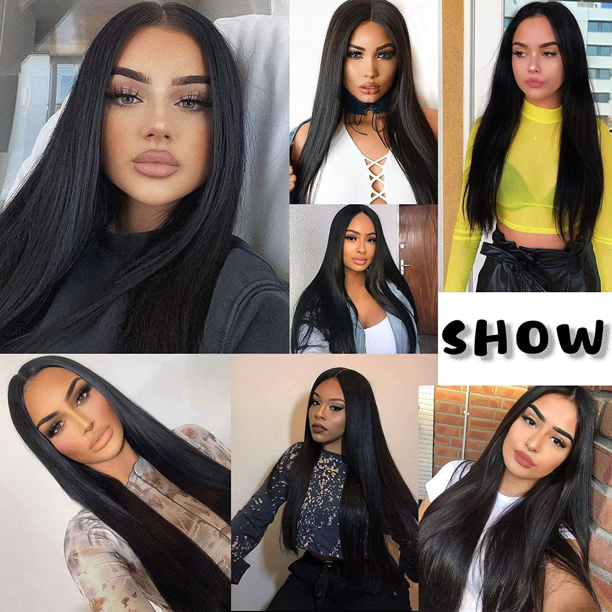 24 Inch Long Straight Black Synthetic Wig for Daily Wear & Parties