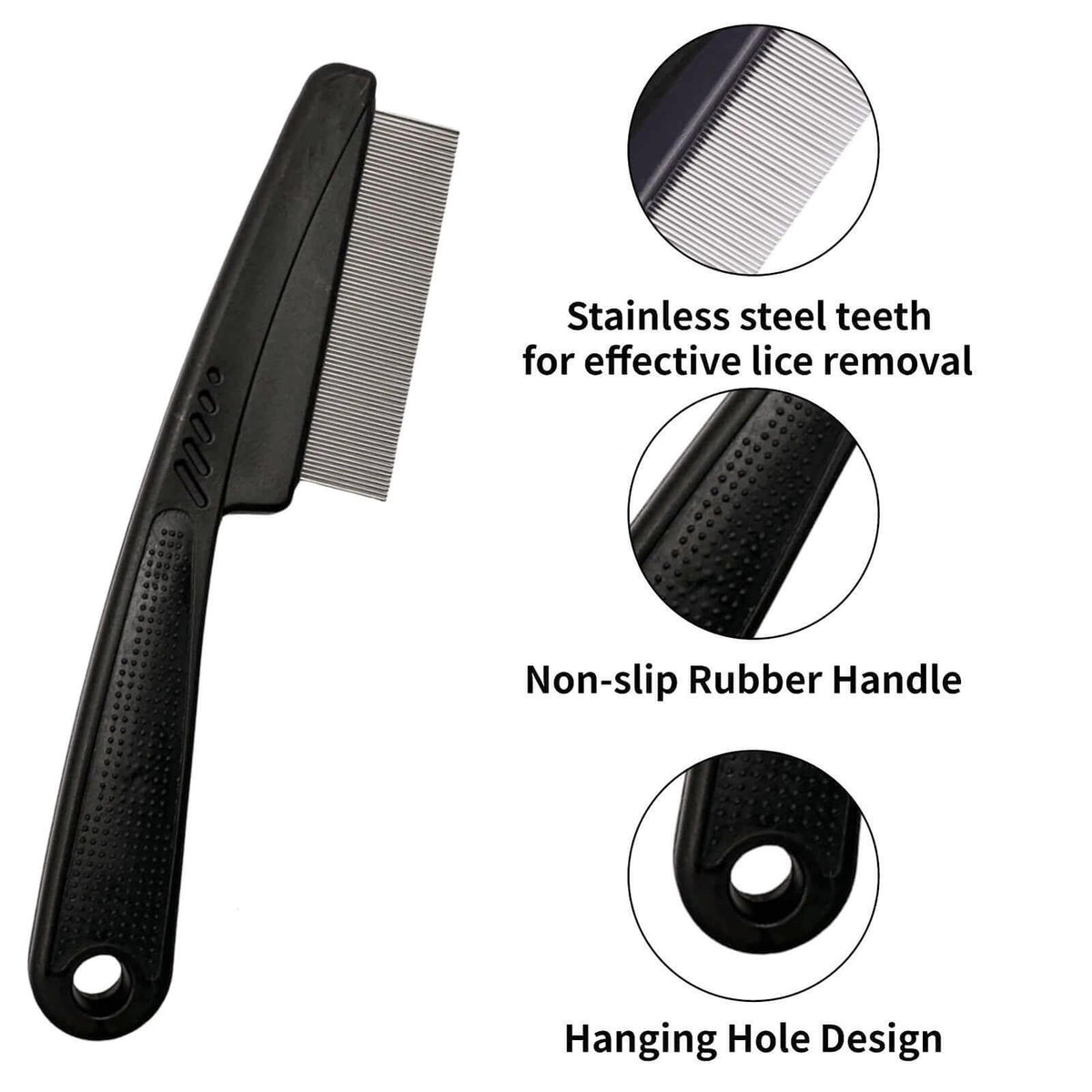 Stainless Steel Dandruff Comb for Scalp Hair Flake Removal - Fine Tooth, Portable, Anti-slip Grip