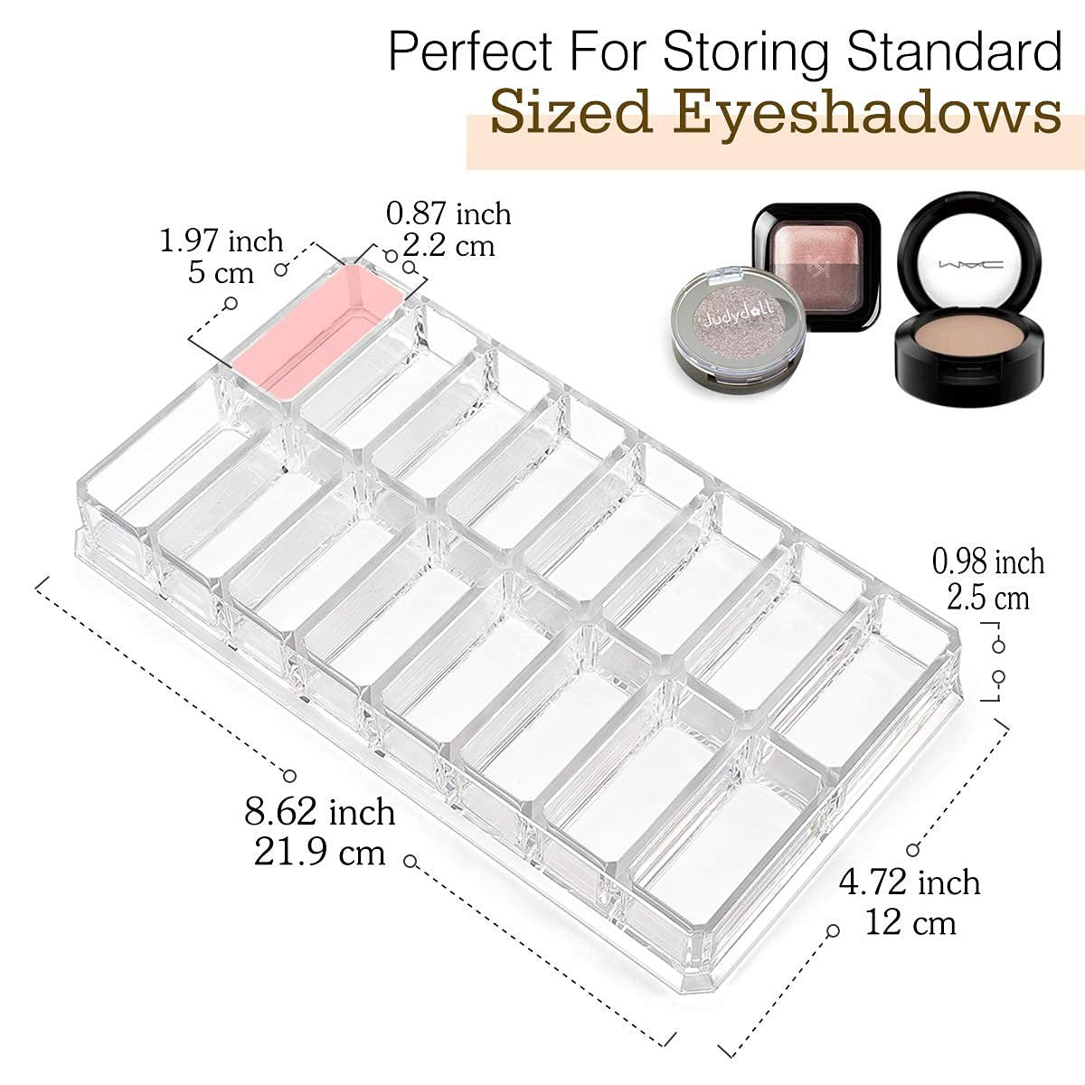 Acrylic Makeup Organizer with 16 Slots for Eyeshadow and Cosmetics