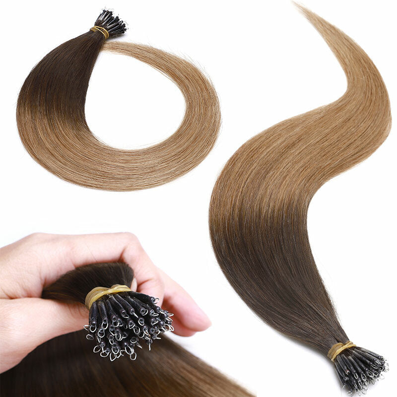 Nano Loop Human Hair Extensions Micro Beads Thick Real Remy Hair 16-22in