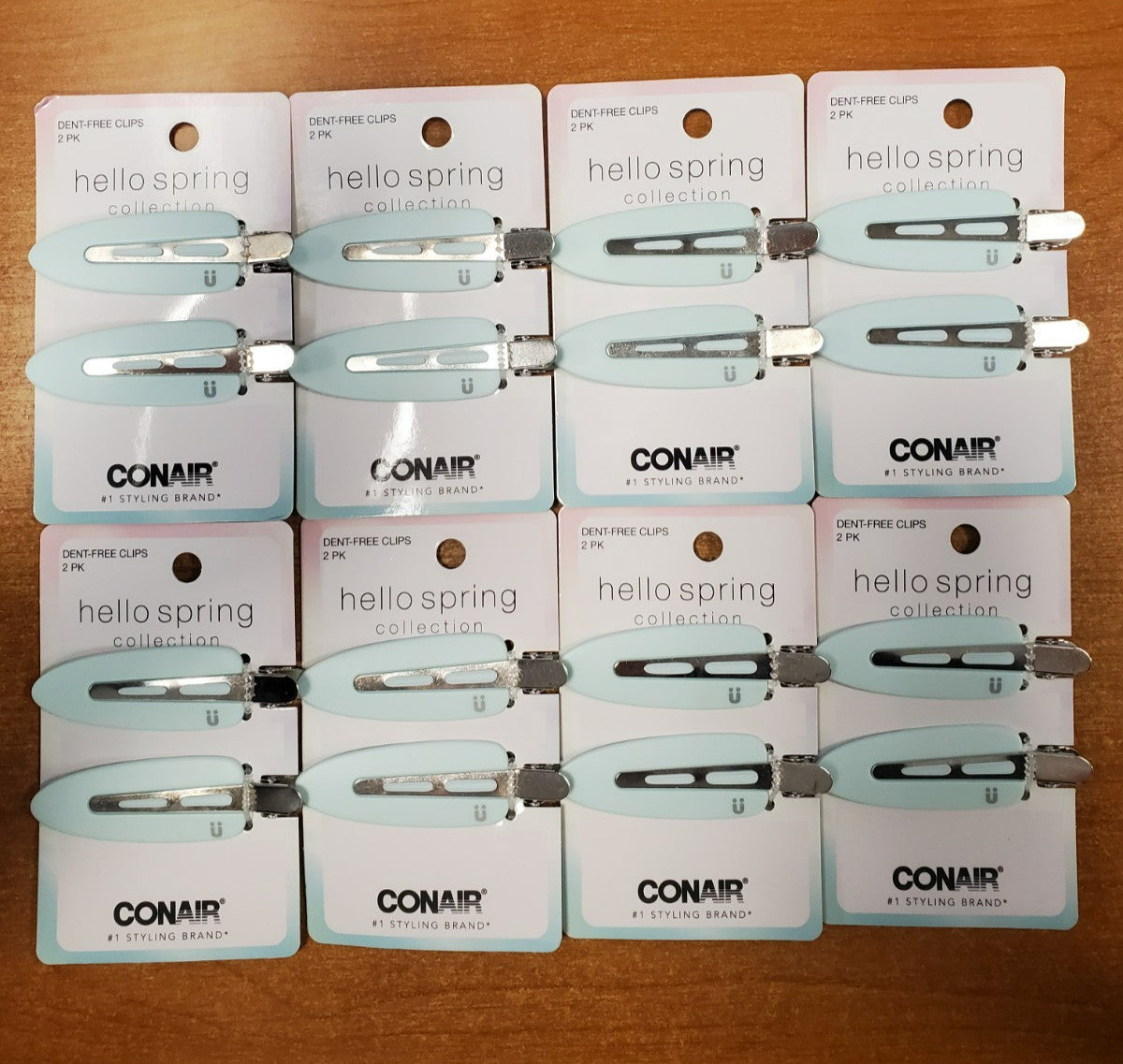 8 Packs of 2: Scunci Dent Free Clips Pastel Blue Spring Collection