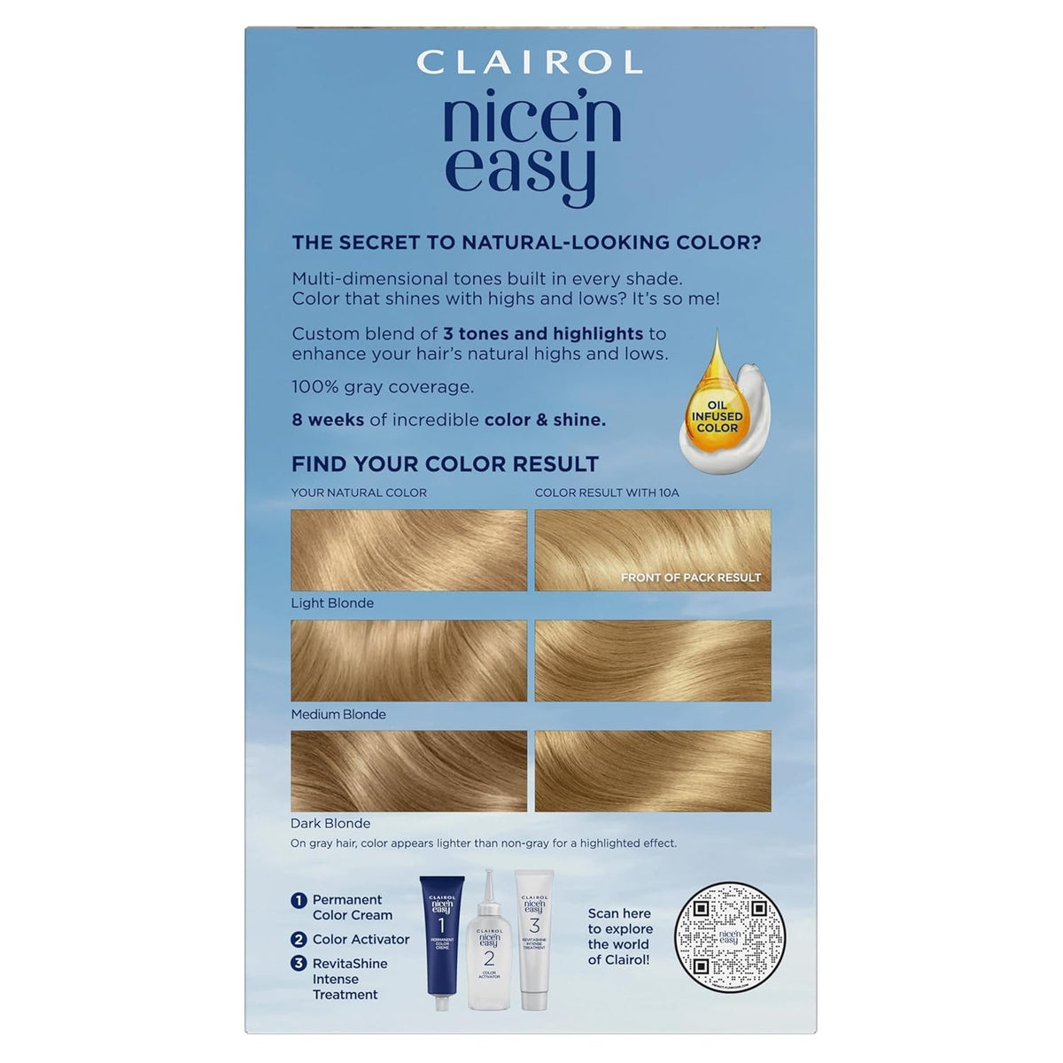Permanent Hair Dye - Extra Light Ash Blonde 10A, Gray Coverage, Long-Lasting, Pack of 3