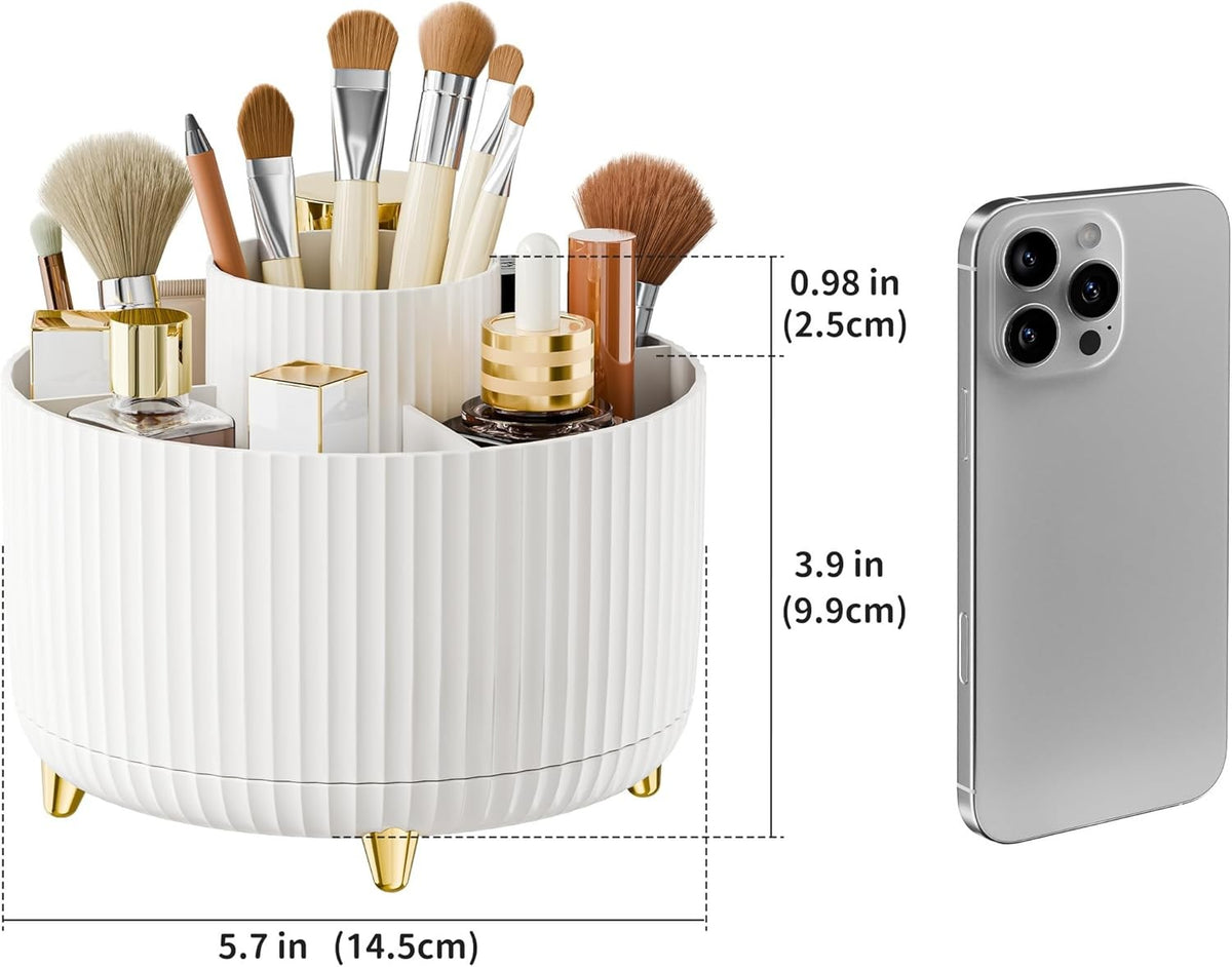 360° Rotating Makeup Brush Holder Organizer for Vanity Countertop