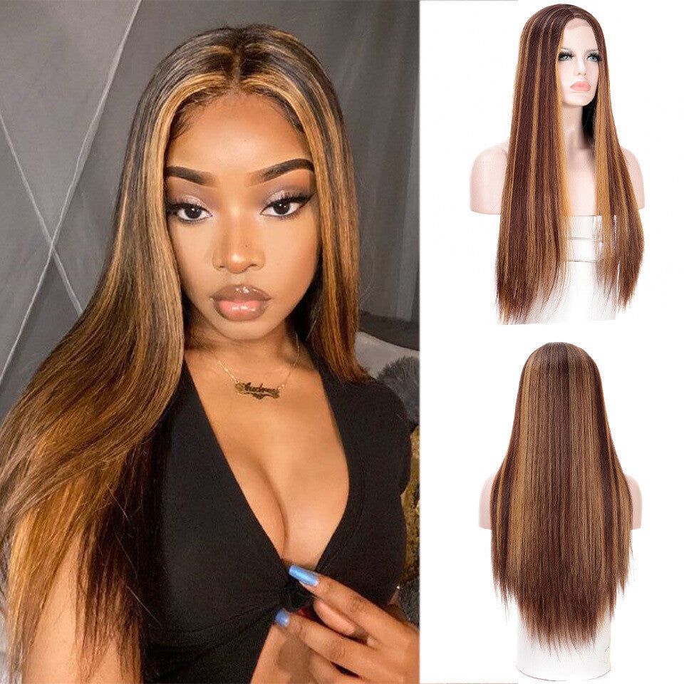 Brazilian Straight Human Hair Wig Ombre Brown Honey Blonde 70cm