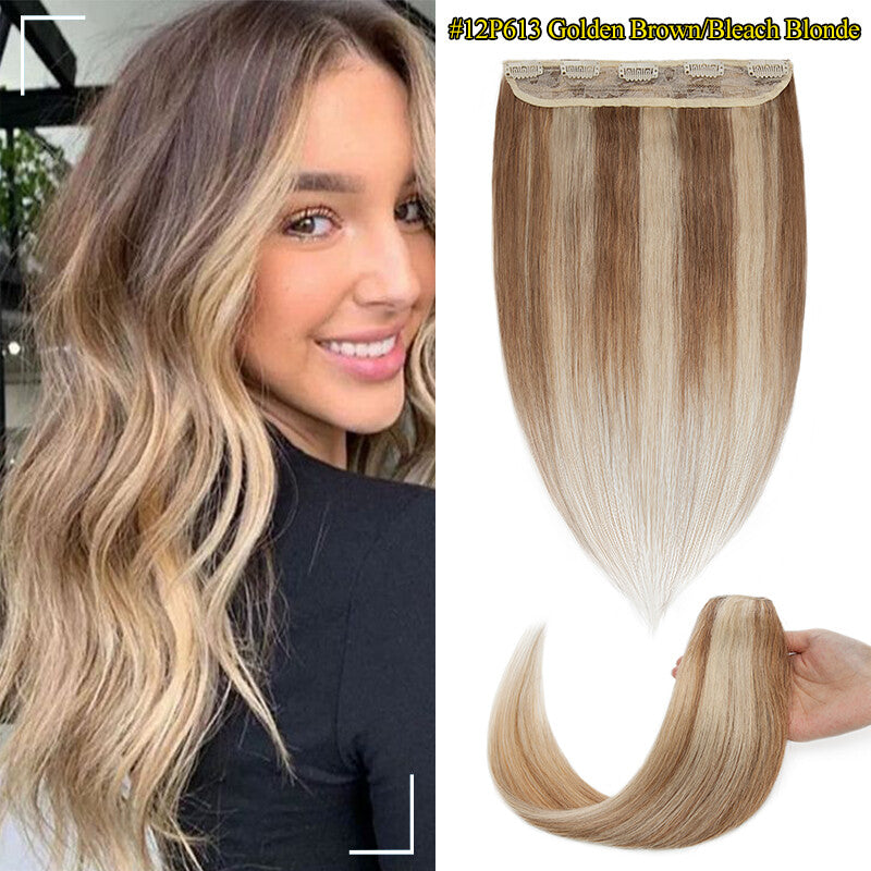 Clip-In Hair Extensions 3/4 Head Long Wavy Real Remy Human Hair 20-24 Inch