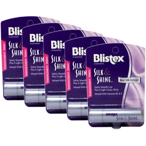 5 Pack Lip Balm Set - Silk & Shine Moisturizing Lip Protectant with Vitamins
