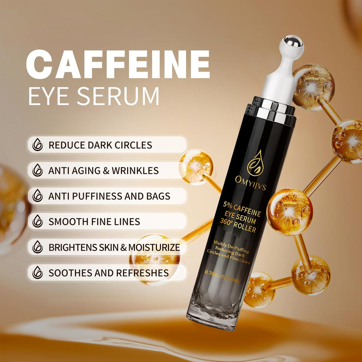 Caffeine Eye Cream for Dark Circles and Puffiness - 1 Ounce