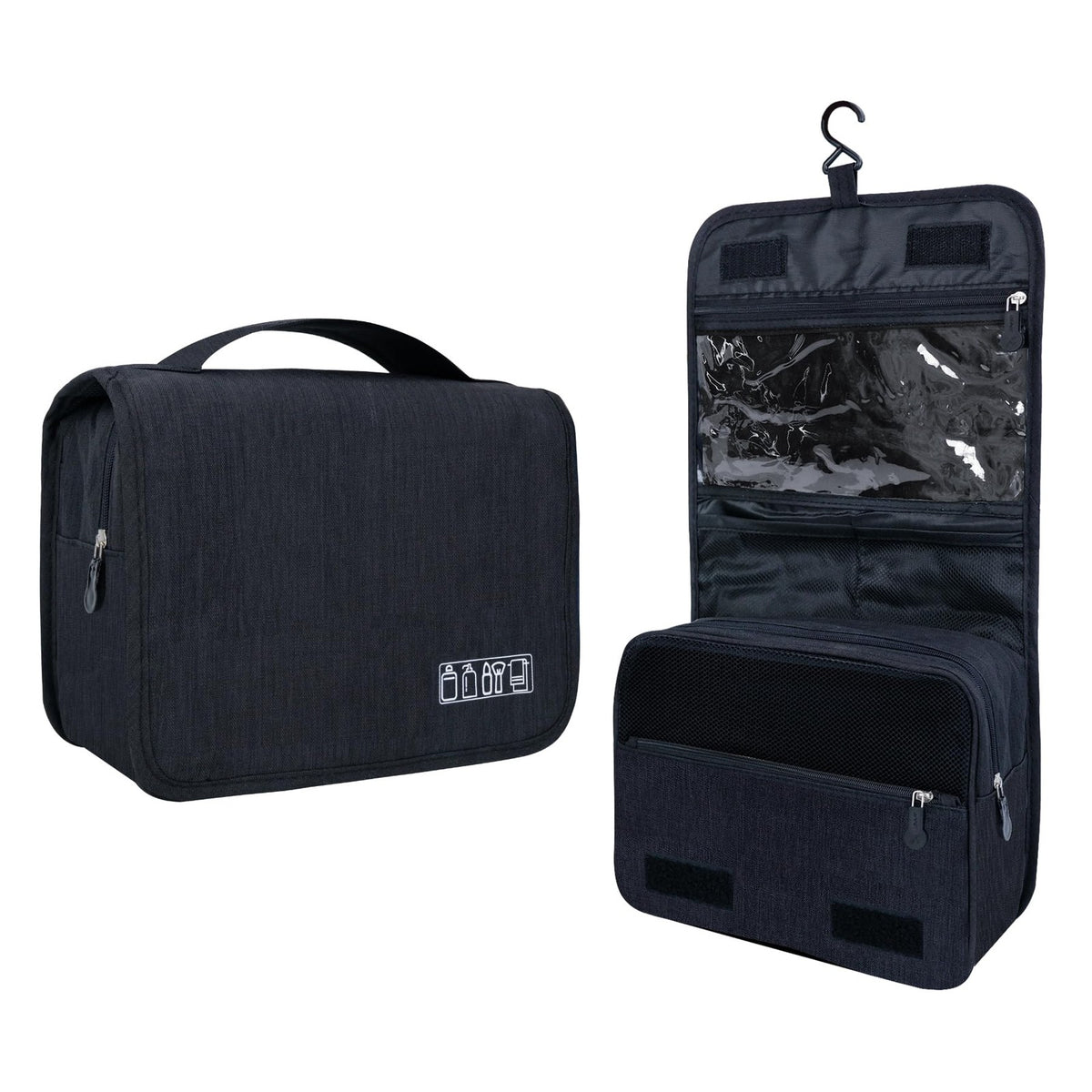 Large Capacity Waterproof Travel Toiletry Bag with Hanging Hook for Men Women