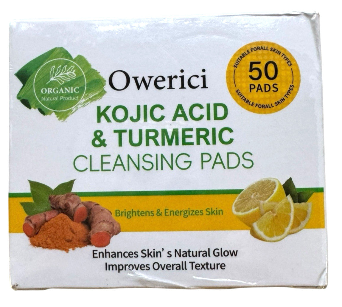 Kojic Acid & Turmeric Cleansing Pads - 50 Count, Brightening Skincare