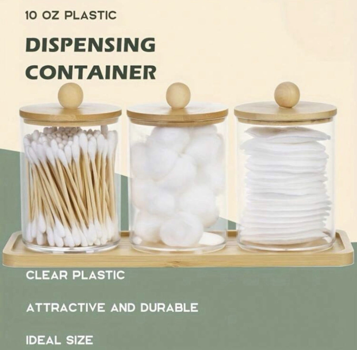 Decorative 3-Piece Makeup & Q-Tip Storage Set