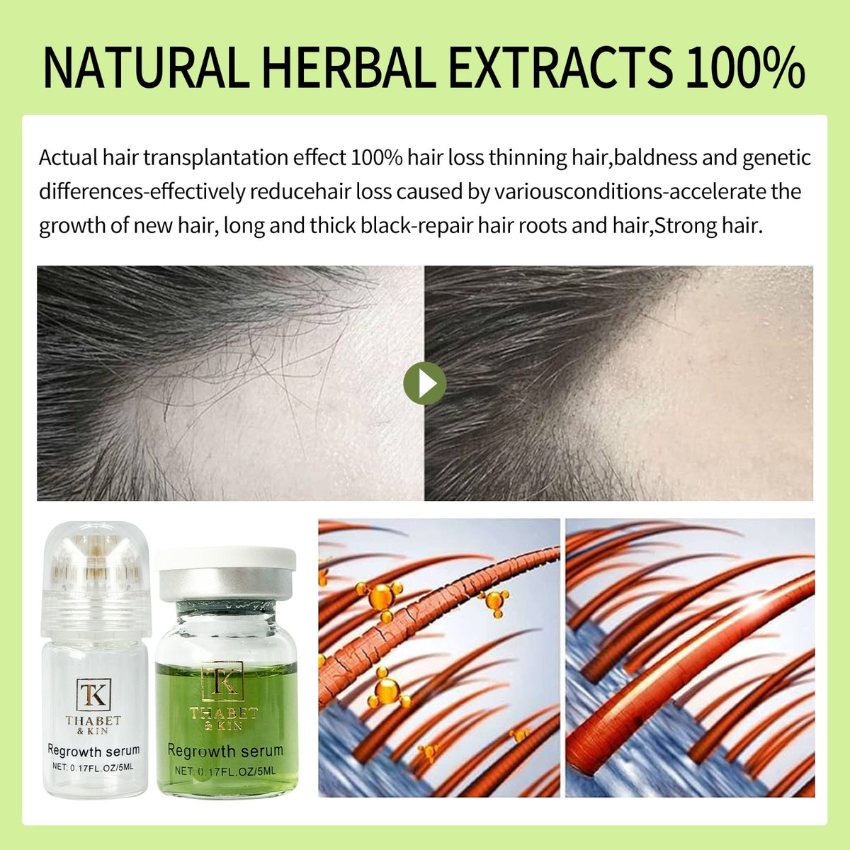 Hair Regrowth Serum with Ginseng & Peppermint Oil - 30ml