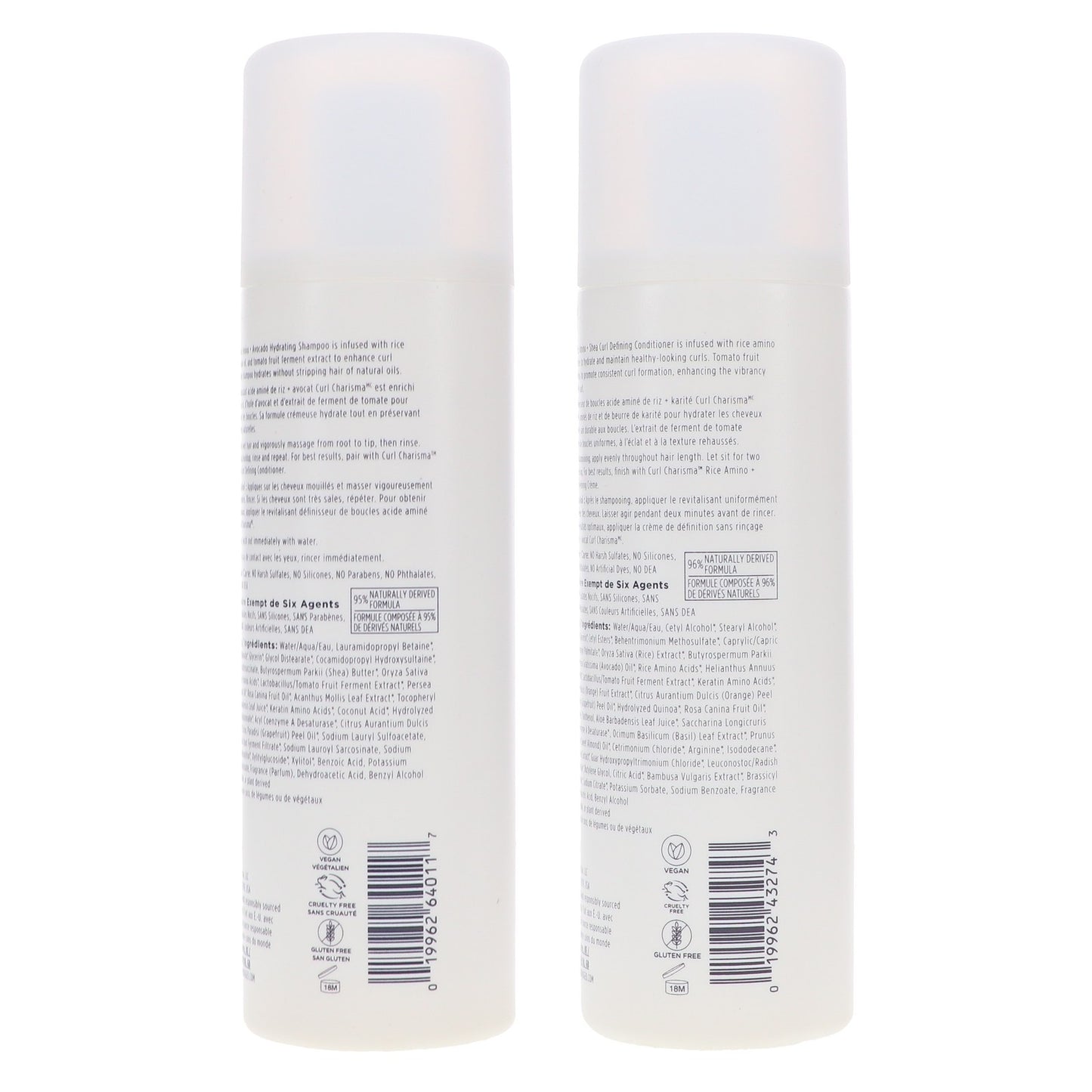 Hydrating Shampoo & Conditioner Set for Curly Hair - Rice Amino & Avocado 8 oz