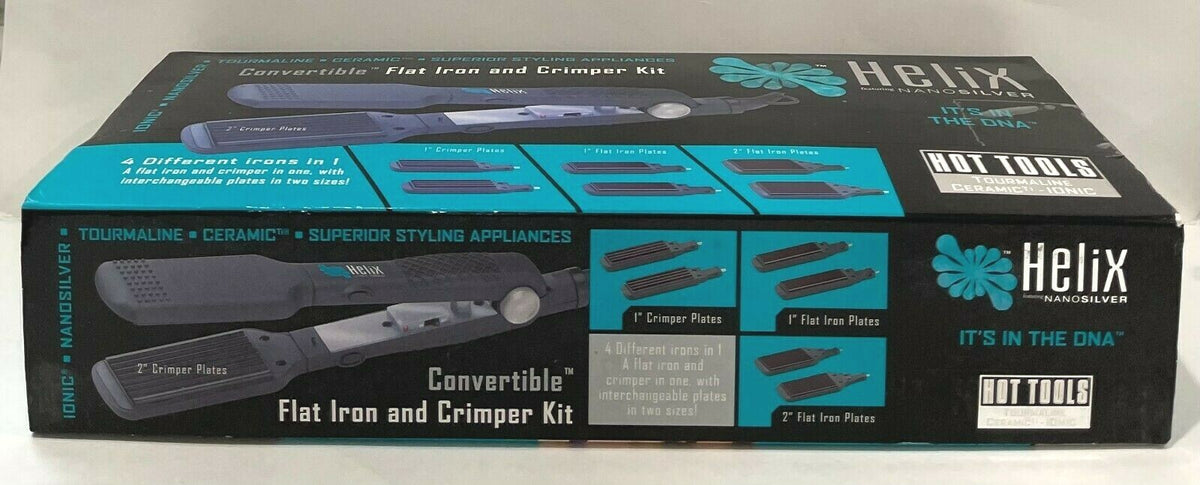 Helix Nano Silver Convertible Flat Iron and Crimper Kit - 4-in-1 Hair Styling Set