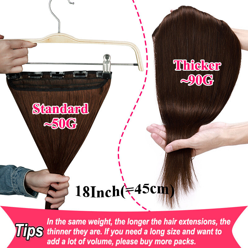 Natural Clip-In Hair Extensions with Balayage Color - Long & Thick One Piece