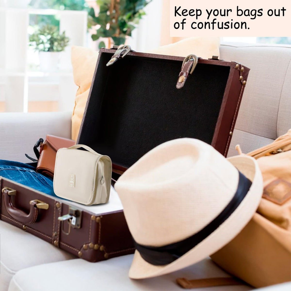 Foldable Hanging Travel Toiletry Bag with Multiple Compartments