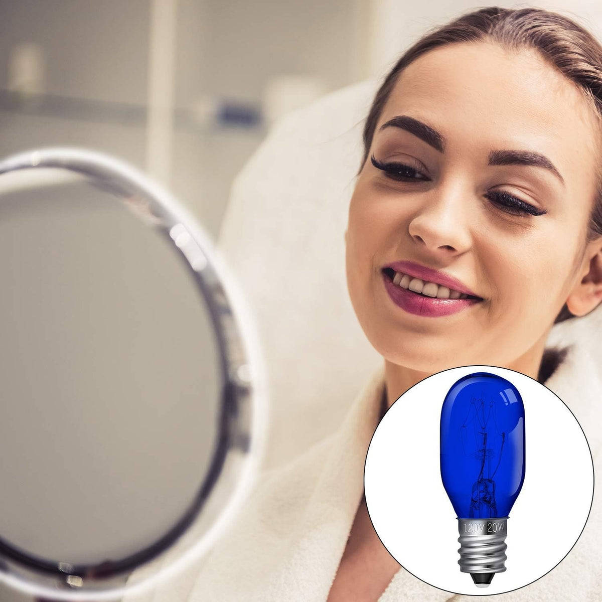 Incandescent Makeup Mirror Bulbs 20W Replacement Lights - Blue & Clear