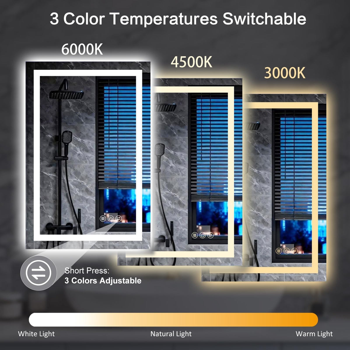 24x32 Inch LED Bathroom Mirror with Lights, Anti-Fog Wall Vanity Mirror