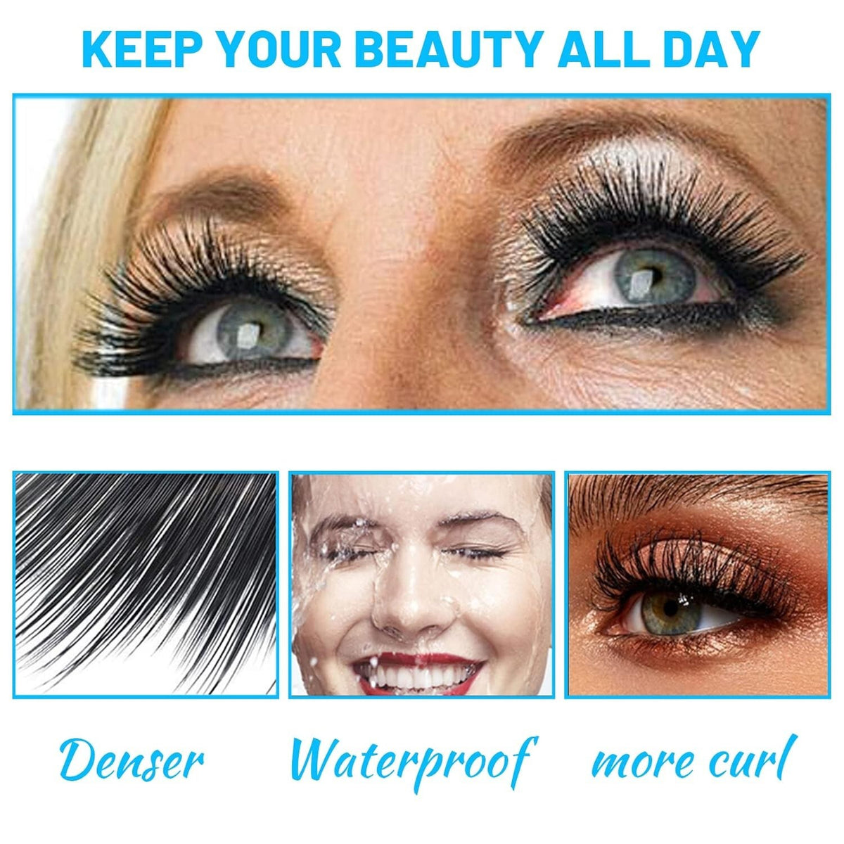 Waterproof Mascara for Older Women - Long Thick Lashes, Hypoallergenic, Easy Application