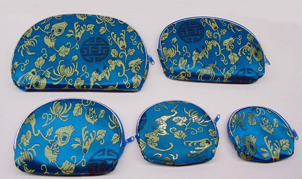 5-Piece Nested Pouch Set with Zipper, Lined for Jewelry, Cosmetics, Gifts