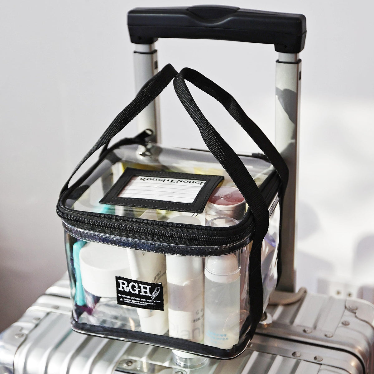 Waterproof Clear Makeup Bag for Travel & Cosmetics Organizer - Black