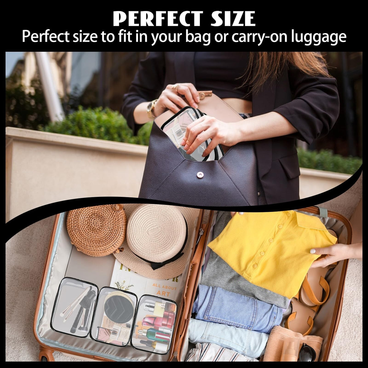 16 Pack Clear Cosmetic Bags TSA Approved Waterproof Makeup & Toiletry Organizer