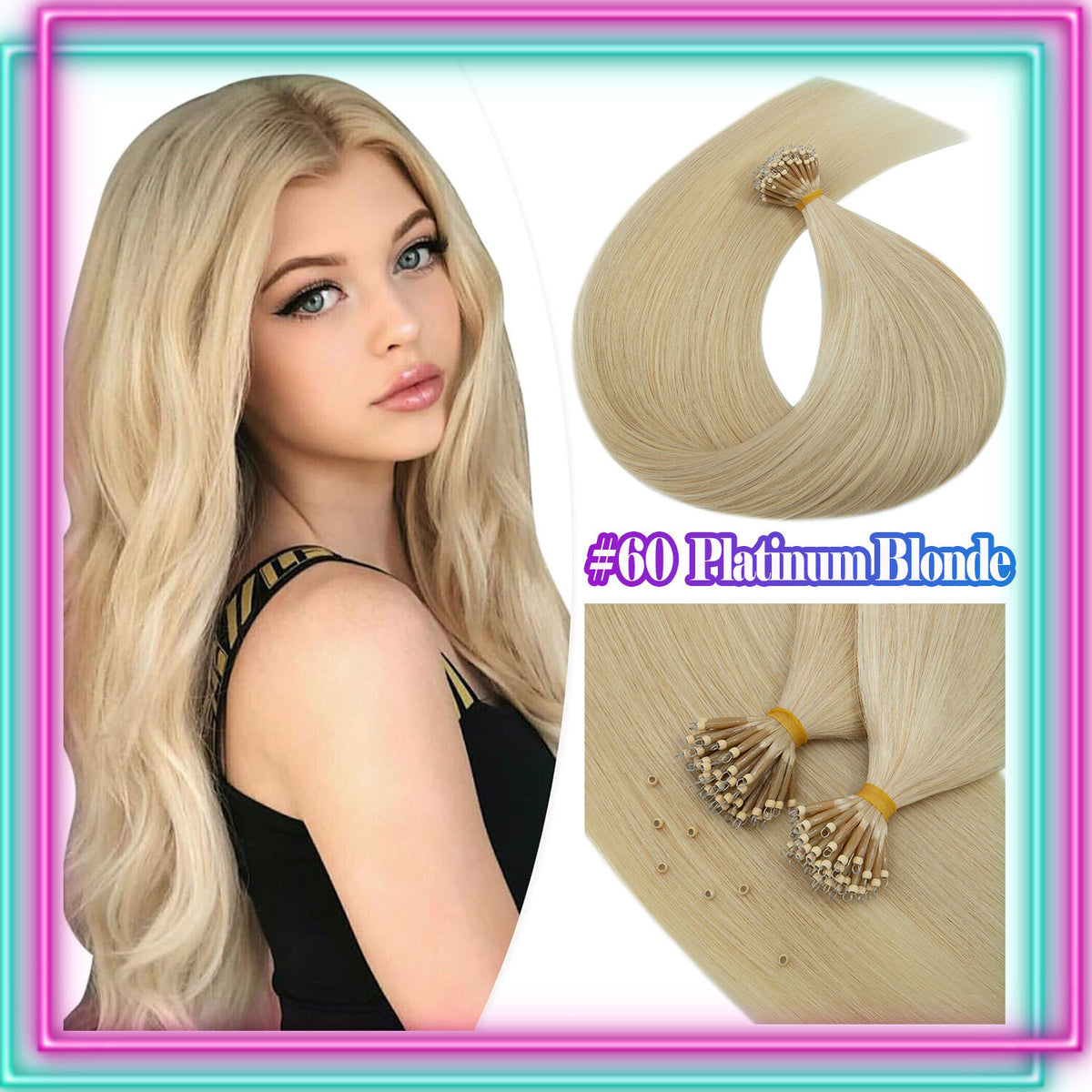 Nano Ring Hair Extensions 100% Human Remy Micro Loop Beads - Multiple Colors & Lengths