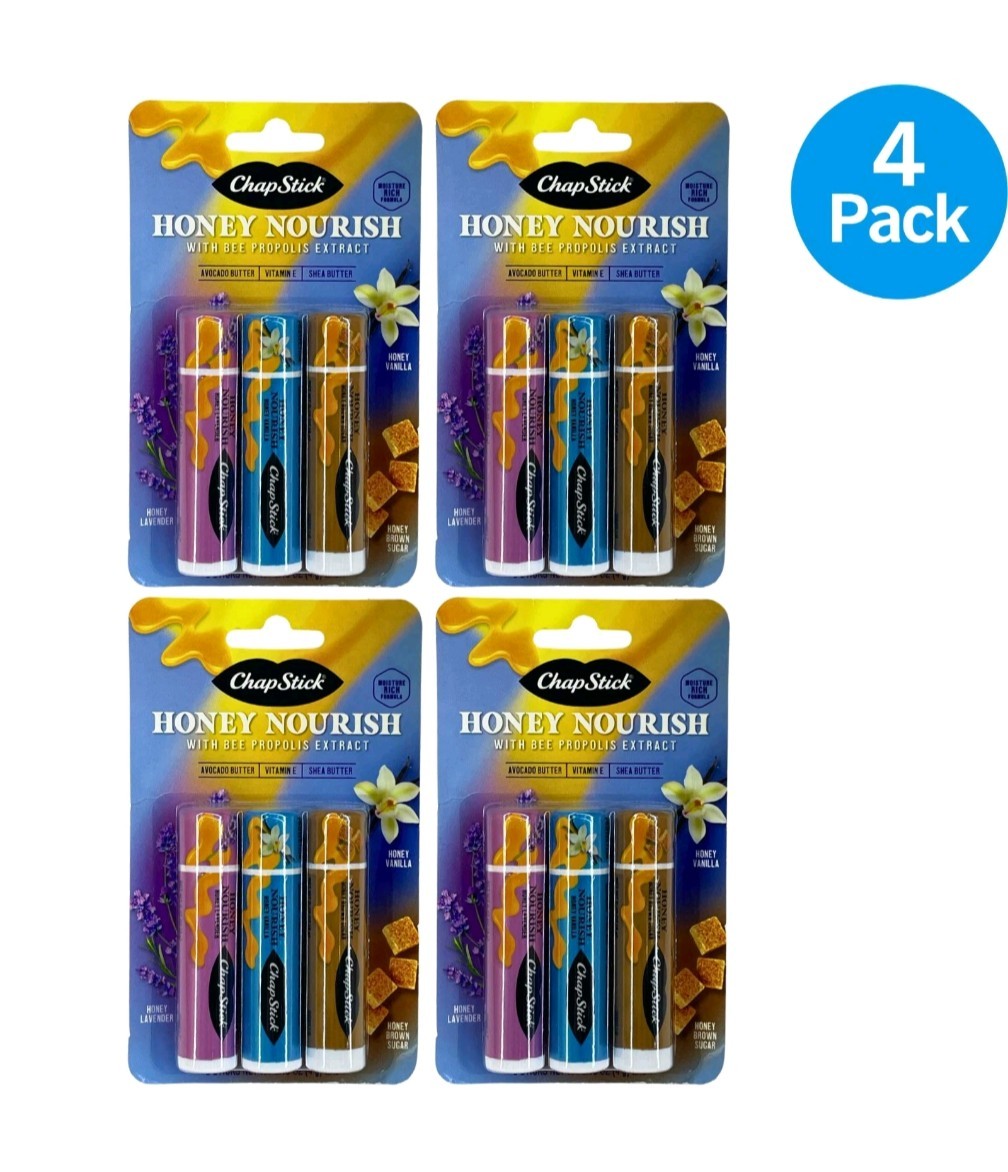 ChapStick Honey Nourish Lip Balm Variety Pack - Honey Lavender Vanilla Brown Sugar