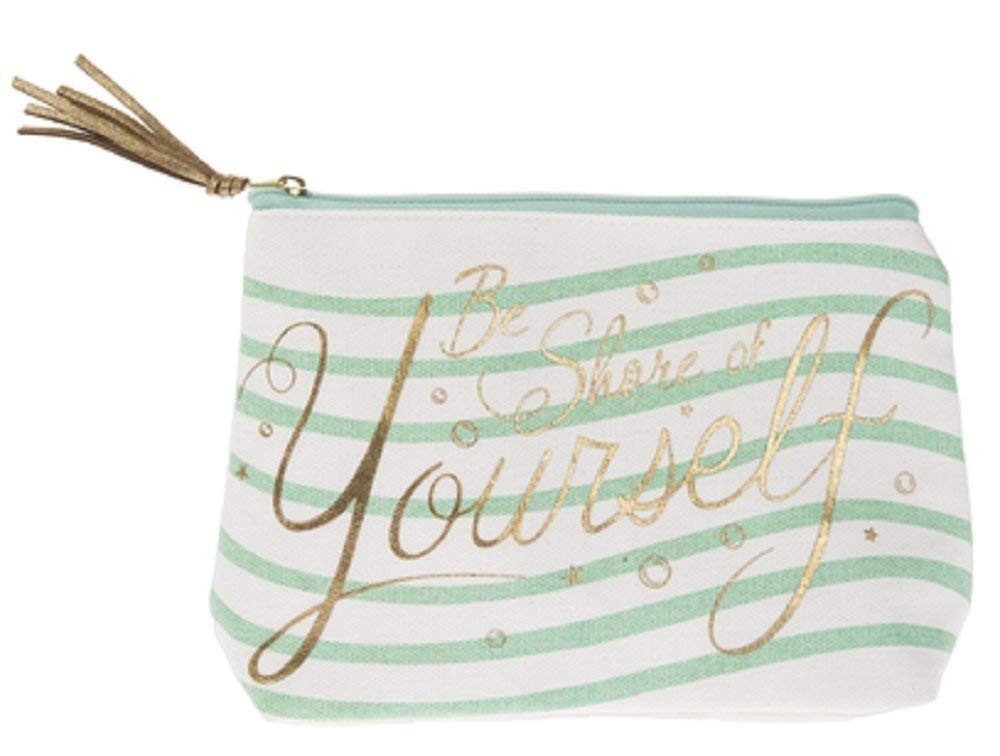 Mermaid Cosmetic Bag with Gold Accents - Mermaid Theme Travel Makeup Organizer